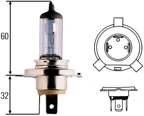 HELLA H4 ŽIAROVKA MODRÁ 12V 60/55W