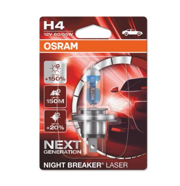 OSRAM H4 NIGHT BREAKER LASER 12V 60/55W +150% 1KS.