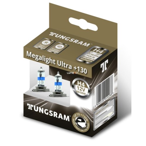 GE/TUNGSRAM H4 MEGALIGHT ULTRA 12V 60/55W+130%